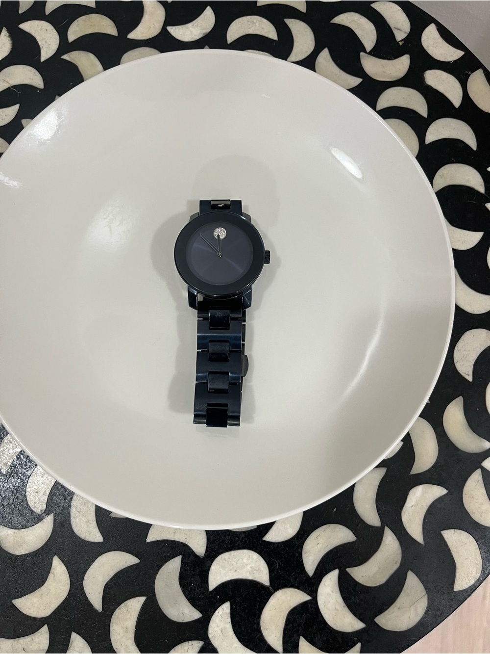 Movado Black Stainless Steel Round-Face Smartwatch